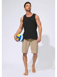Men's Swim Trunks Quick Dry Board Shorts With Zipper Pockets Beach Shorts Bathing Suits Men - No Mesh Liner - 卡其色 - 查看 2