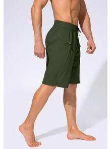 Men's Swim Trunks Quick Dry Board Shorts With Zipper Pockets Beach Shorts Bathing Suits Men - No Mesh Liner - 橄欖 - 查看 3