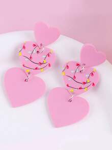 A Pair Of Valentine's Day Earrings With Three Sets Of Acrylic Earrings, Designed With A Transparent And Fashionable Feel, Suitable For Daily Work And Life Matching. Made Of Copper Material With Low Allergies And Anti Fading Properties, It Is A Valentine's Day, Birthday, And Anniversary Gift For Girlfriends, Girlfriends, Mothers, And Wives
