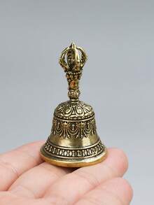 1pc Handcrafted Bronze Bell With Striking Handle, Exquisite Craftsmanship Producing Melodious Sound, Suitable For Church, Wedding, School And Various Celebration Occasions - Multicolor - View 8