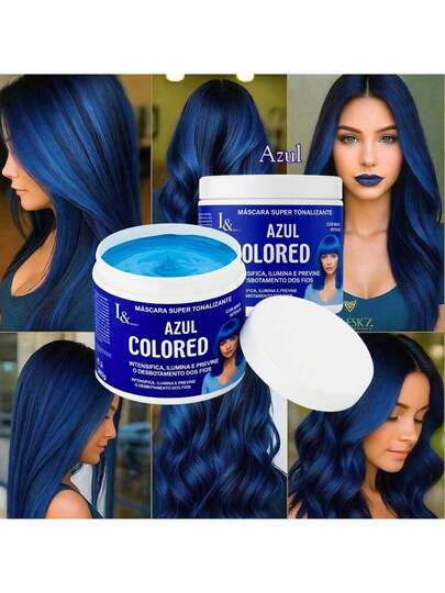 Máscara Capilar Super Tonalizante L&beauty Azul 300g Colored Cabelos Coloridos