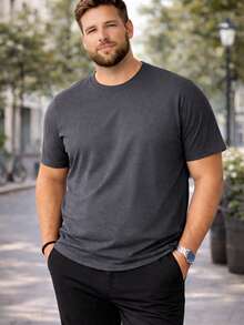 Men's Basic Plain Short-Sleeve T-Shirt Plus Size Summer Loose None Christmas Halloween - 深灰色 - 查看 4