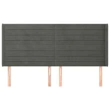 vidaXL Tête de lit con oreilles terciopelo gris foncé 163x16x118/128 cm - Gris - Ver 3
