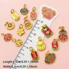 10/15pcs Antique & Sand-Gold Alloy Pendants For Wealth, Prosperity, And Good Fortune. DIY Chinese-Style Charms For Bracelets And Accessories. - One Size Fits All - View 5