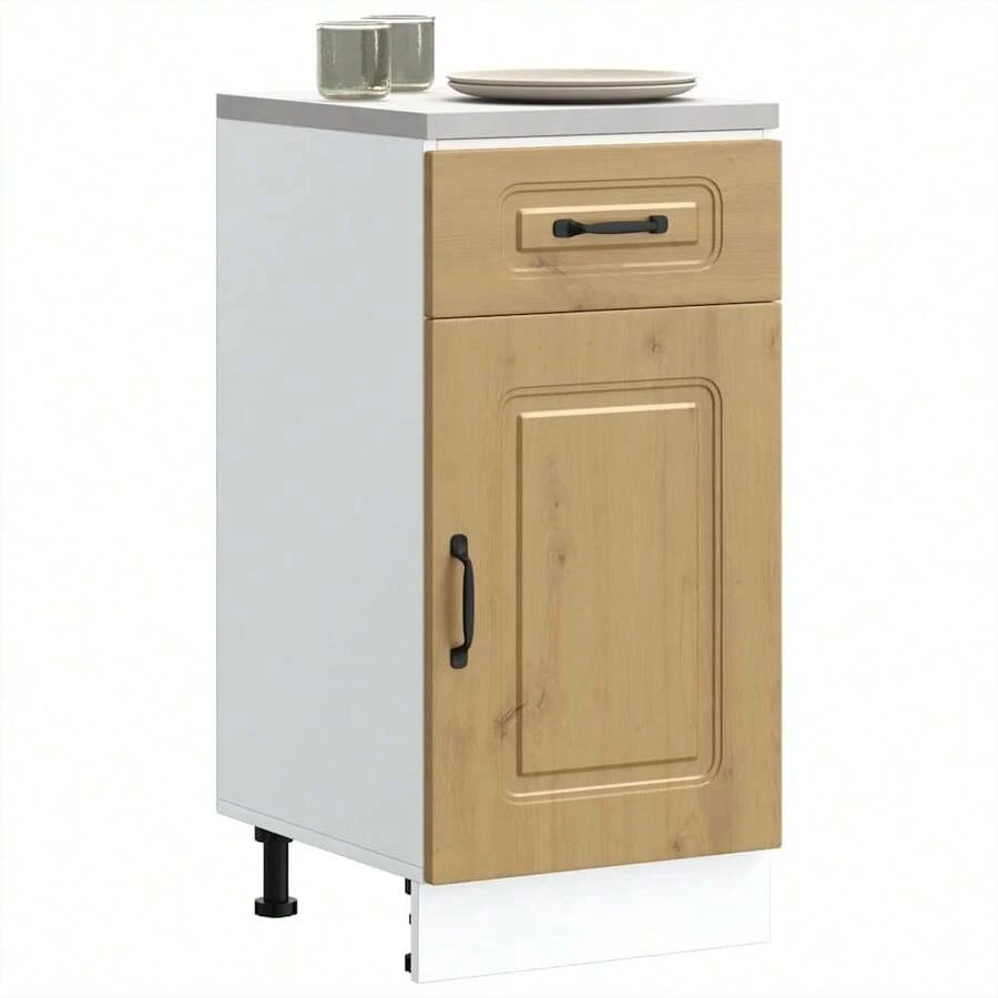 vidaXL Armário de cozinha Kalmar chêne artesanal bois d'ingénierie - Castanho - Ver 1