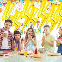 5pcs Gold Lightning Bolt Shaped Balloons, Suitable For Birthday, Wedding, Party Decorations, Fashion & Accessories - 彩色 - 查看 6