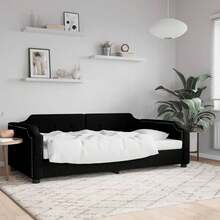 vidaXL Lit de repos sans matelas noir 90x200 cm tissu - Schwarz - Übersicht 1