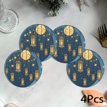 2片/4片/6片装硅胶餐垫，饰有月亮和伊斯兰灯笼图案，伊斯兰节日礼物，阿拉伯风格节日装饰，适用于餐桌、咖啡吧，四季皆宜，可水洗，可作餐垫、杯垫、沥水垫、厨房餐桌垫、室内/室外派对装饰、家居装饰，理想礼物 - 彩色 - 查看 7