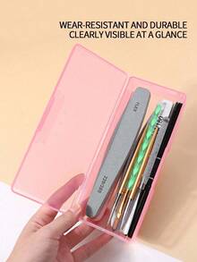 1pc Nail Care Storage Box, Nail Tool Storage Box That Can Hold Nail Files, Pens And Sponges, Ultraviolet Gel Pen, Portable Nail Tools Rectangular Jewelry Storage Box, Transparent Plastic Box For Nail Accessories And Nail Decorations, Nail Patch Storage Container Bag - Multicolor - View 2