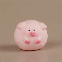 Pack Of 5 Whimsical Resin Pig Figurines | Cute Cartoon Tall And Short Pig Decorations | DIY Gardening & Tabletop Display | Micro Landscape, Miniature Figurines, Room Decor - 粉色 - 查看 9