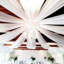 YMHPRIDE 6 Panels White Ceiling Drapes For Wedding Ceiling Drapes 5ftx10ft Wedding Arch Draping Fabric Sheer Curtains Chiffon Fabric Wedding Ceiling Decorations For Party Ceremony Stage Wedding Decoration - trắng - Xem 10