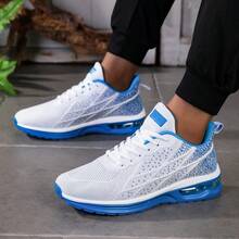 Men's Versatile Casual Mesh Shoes,  And Lightweight Sports Running Shoes, Breathable, Anti Slip And Odor Proof Shoes, Outdoor Walking Shoes - 淺藍 - 查看 4