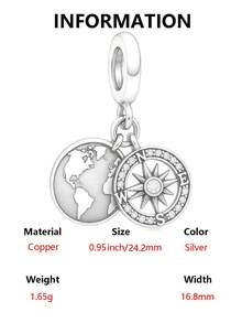 1pc Fashionable Interesting Creative Heart, Lock, Footprint, Milk Bottle, Globe, Compass, Toothbrush, Toothpaste Bead Pendant Versatile DIY Bracelet Necklace Small Gift - Silver - View 10