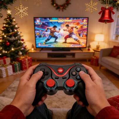 「Funny New Year Gifts」X3 Gamepad For PC/Android/IOS/VR - Multi-Platform Controller With Ergonomic Design 18H Battery Life, No Emulator Needed Based Mapping & Stand Included Portable And Easy To Take Out Perfect Holiday Gifts