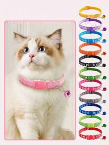 宠物猫项圈，防窒息可调节安全扣猫项圈，适合小型猫狗，10个装，随机款式 - 彩色 - 查看 5