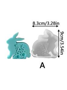 1pc Silicone Flat Rabbit Chocolate Mold, Featuring A Relief Floral Pattern Design. It Is A Standing Rabbit-Shaped Small Cake Mold And Can Also Be Used As A Cartoon Rabbit-Shaped Soap Or Aromatherapy Mold. - White - View 11