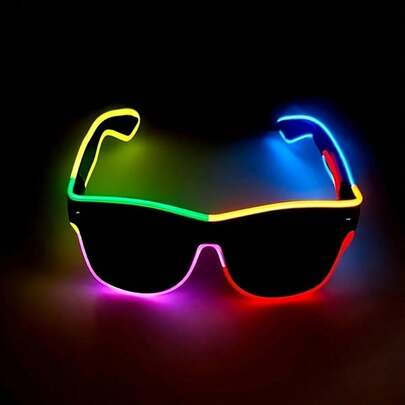 1pc EL Lighting Eyeglasses, Colorful Glow Glasses For Festivals, Parties, Bars, Celebrations, Random Color