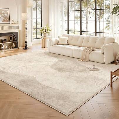 1 pieza Alfombra de área con patrón ondulado de color albaricoque, hecha de material suave y cómodo, fácil de limpiar y mantener, con fondo antideslizante, lavable a máquina, adecuada para decorar pasillos, dormitorios, cocinas, comedores, oficinas y como felpudo, aplicable para primavera, verano, otoño, invierno y celebraciones festivas