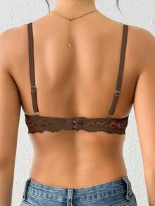 Women's Lace Padded Push-Up Bra - Brown - View 3