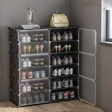 Hanging Shoe Rack Storage Cabinet, Portable Shoe Rack, Expandable Vertical Shoe Rack, Can Hold 8-60 Pairs Of Shoes, Boots And Slippers, Large DIY Plastic Detachable Shoe Rack, Suitable For Entryway, Bedroom - Black - View 4