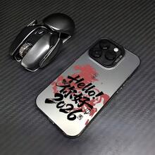 2026新年カレンダーデザインの電話ケース  17 16e 16 15 14 13 12 11 Mini Pro Max Air X XR XSMAX 8 7 Plusに適した落下防止マットバックカバー - 透明な黒 - チェックする 7