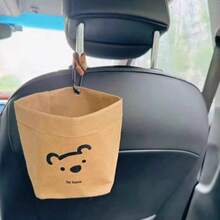 牛皮纸收纳袋，可爱小熊造型，可水洗垃圾桶内衬袋，汽车收纳袋，空调出风口收纳袋 - A - 查看 4