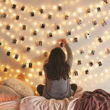 1条3/5/10/15/20米照片夹灯串，室内卧室照片装饰墙灯，婚礼装饰，儿童房墙面装饰，派对节日LED灯串，情人节装饰灯 - 黃色 - 查看 2