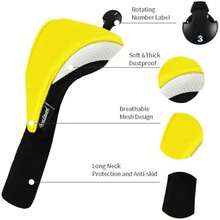 Golf Club Head Cover - Tela De Red Amarilla Y Blanca - View 4