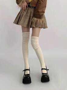 1/2/3 Pairs Breathable Moisture-Wicking Comfortable Sweet Embroidered Calf Socks, Collegiate Style Knee-High Socks - Multicolor - View 19