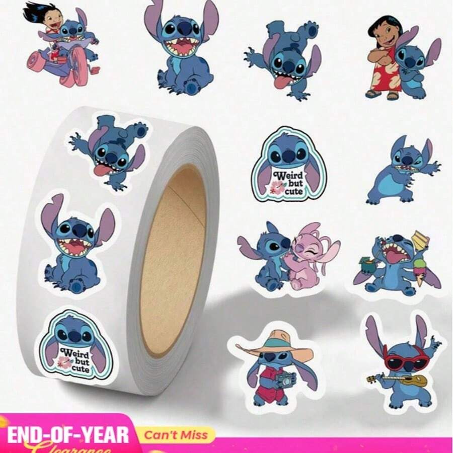 500pcs/Roll Disney DIY Stickers, Cartoon Cute Diary Bottle, Computer, Helmet, Car, Motorcycle Diary, Greeting Card Stickers, Gift For Dad, Mom, Grandparents, Birthday, Christmas, School, Children Reward, Self-Adhesive (No Cutting Required), Suitable For Holiday Decoration, Gifts, Cards, Parties - Disposable - Great For Home, Office Or Classroom Decor, Holiday Crafts, Fun Design, Easy To Tear, Decorative Labels, Gift Wrapping