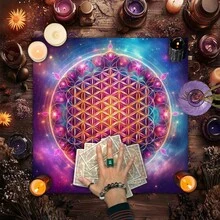 1PC Enchanting Tablecover Elegant Sun And Moon Mandala Talobu Altar Cloth Starry Sky Table Cloth Witchcraft Astrology Black Oracle Mat Tarot Tablecloth Boho Playmat Cloth Home Decor - Multicolor - View 2