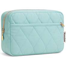 Makeup Bag, Travel Cosmetic Bag, Puffy Padded Toiletry Bag For Women, Makeup Organizer Case, Wide-Open Pouch Purse, Travel Essentials  Valentine's Day Gifts Thanksgiving Day Gifts - 灰藍色 - 查看 1