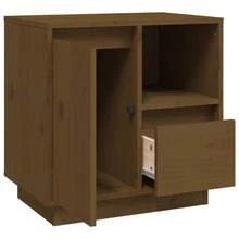 vidaXL Mesas de cabeceira 2pcs castanho mel 50x34x50cm bois de pin maciço - Castanho - Ver 9