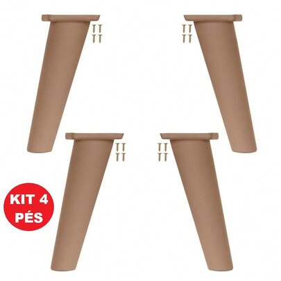Kit 4 Pés Retro Estilo Palito Cone Plastico Altura 15cm Acompanha Parafusos Para Moveis Mesa Cabeceira