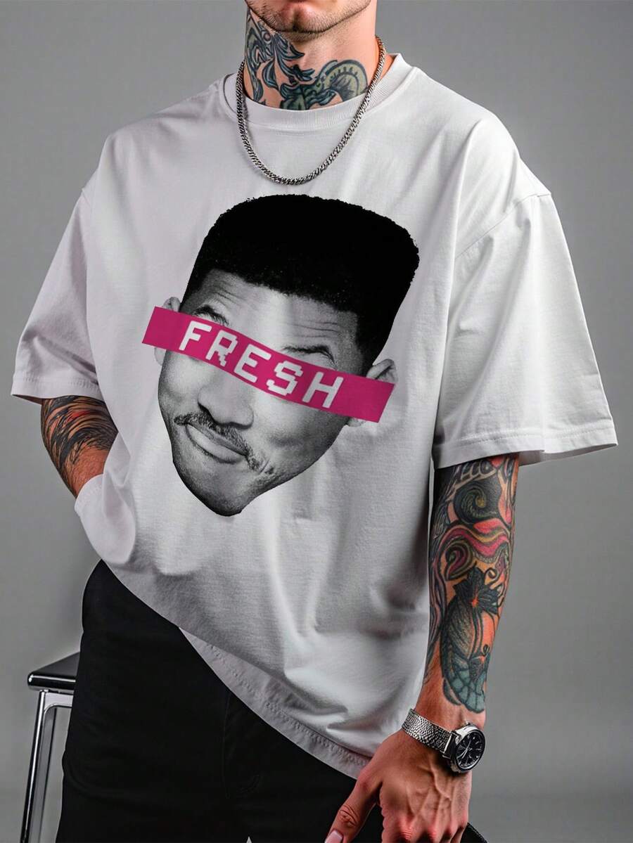 Oversized T-Shirt – Fresh Unissex DTF Ref4436 - 白色 - 查看 1