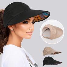 Bohemian Style Baseball Cap Design, Fashionable Wide Brim Ponytail Hat With Face Shield, Breathable, Suitable For Summer Outdoor Activities, Weddings, And Casual Wear, Party, Sun Protection Hat, Available In Three Colors - 卡其色 - 查看 4