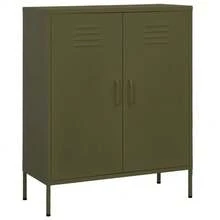 vidaXL Armário de rangement verde oliva 80x35x101,5 cm preto - Verde - Ver 1