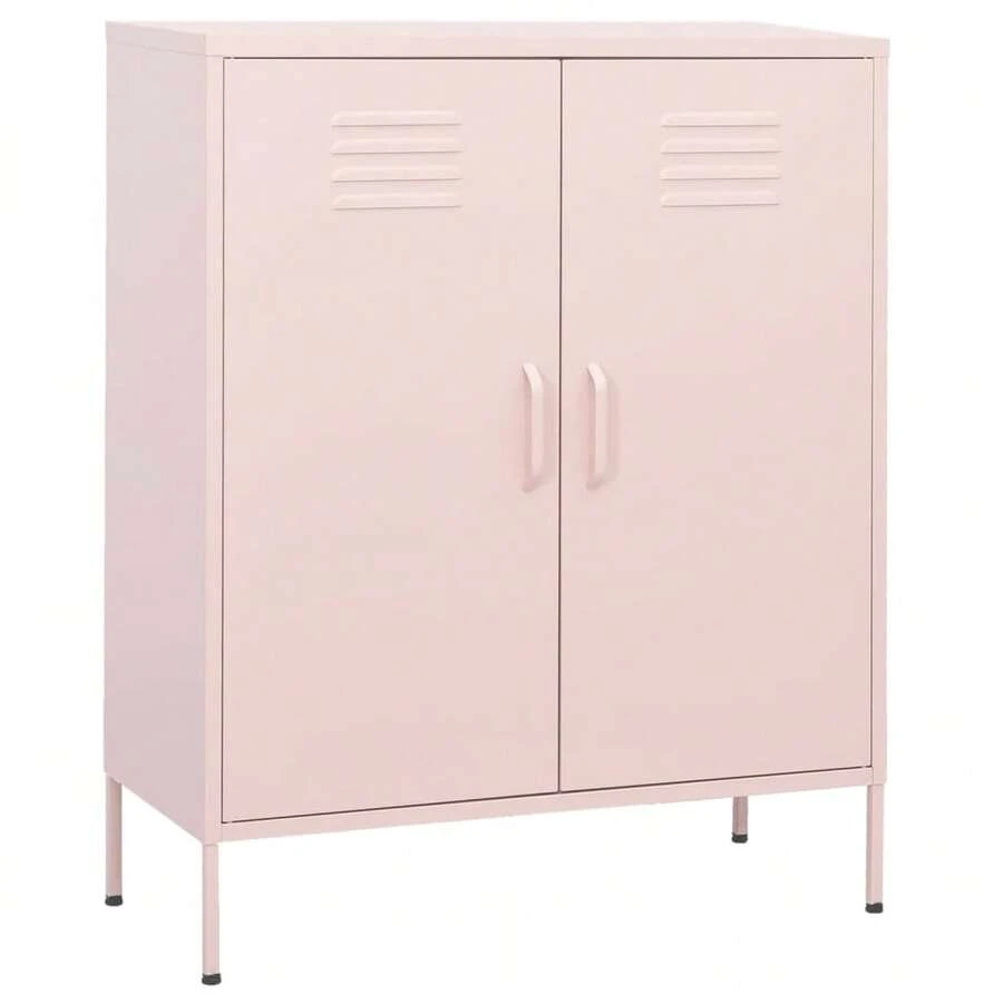 vidaXL Armoire de rangement Rose 80x35x101,5 cm Acier - Rose bonbon - Voir 1