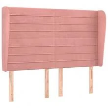 vidaXL Tête de lit avec oreilles Rose 147x23x118/128 cm velours - Rose bonbon - Voir 2