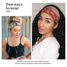 女士宽头带 打结防滑头带 柔软头巾式发带 波西米亚风非洲纯色头巾 瑜伽健身头巾 6条装 女士吸汗带 休闲发带 优雅头巾 - 彩色 - 查看 3