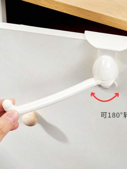 1pc Cabinet Door Handleless Grip, 180° Rotatable, Adhesive Hidden Pull Handle For Cabinets, Wardrobes, Convenient Auxiliary Handle