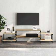 vidaXL Móvel de TV chêne sonoma 197x35x52 cm engenharia de madeira - Castanho - Ver 3