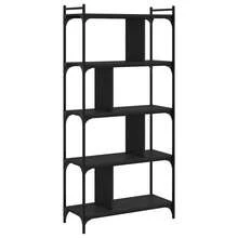 Libreria vidaXL a 5 ripiani, nera, 76x32x158 cm, in legno ingegnerizzato - nero - Visualizzare 2