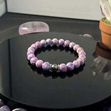 1Pc Purple And Blue Pink Pattern Bead Bracelet, Suitable For Mother's Day, Graduation Season, Thanksgiving And Christmas Celebrations, Suitable For Daily Wear And Gift Giving. - 預設 - 查看 10