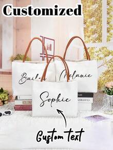 Personalized Bridesmaid Tote Bag/Bride Bag/Beach Tote Bag/Bridesmaid Gift Bag (Customizable Name Print)/Bridesmaid Beach Bag/Wedding Bag/Bridesmaid Gift, Customized Shoulder Bag, Bride Gift, Bridesmaid Gift, Christmas Gift, Mother's Gift, Shopping Bag, Thanksgiving Gift - Multicolor - View 7