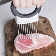 Onion Holder Lemon Slicer Cutter U2013 Stainless Steel Vegetable Fruit Slicing Assistant Easy,  Cutting Silver - Silver - View 7