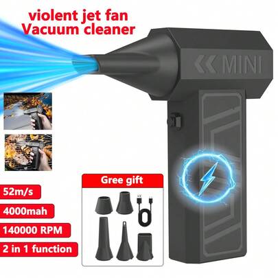 Violent Turbo Violent Fan Electric Air Duster Portable 140000RPM Cleaning Jet Blower Tool For Car Blowing Snow, 5 Gears Adjustable, Type-C Charging
