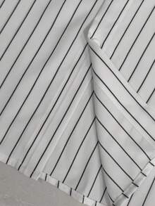 WAIT HIM Men's Casual Loose Striped Short Sleeve Shirt, Spring To Summer - White - View 5