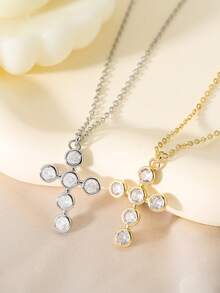 1pc Women's Cross Pendant Necklace - Fashion Religious Style Jewelry - Cross Pendant Necklace - View 5