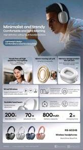 REMAX RB-602HB Headphones: High-Definition Call Clarity, Convenient Multi-Function Buttons, Lightweight Design, Comfortable Fit, Suitable For Various Environments. White Sand Silver. - White Sand Silver - View 7